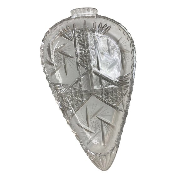 Other - Vintage Clear Glass Triangle Divided Relish Dish Starburst Carrot